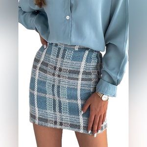Blue tweed mini skirt